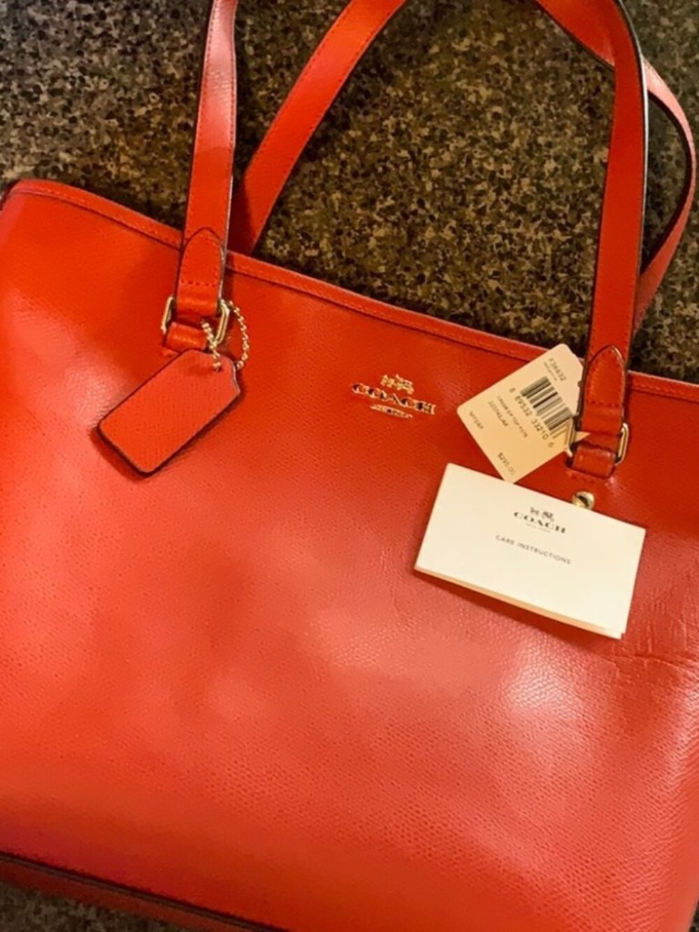 COACH Orange Leather Handbag, Like New